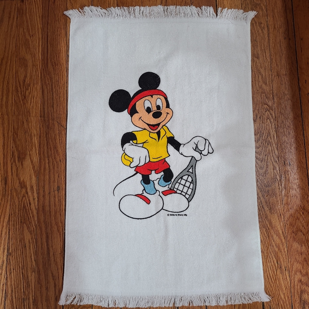 Vintage Disney Mickey Mouse Tennis Hand Towel 23 x 16 made in USA